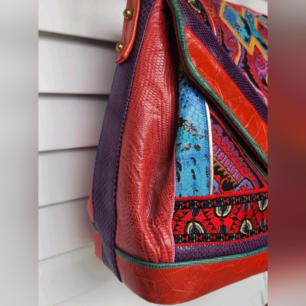 Sharif Multicolor Red Blue Purple Crossbody Bag - Picture 11 of 16
